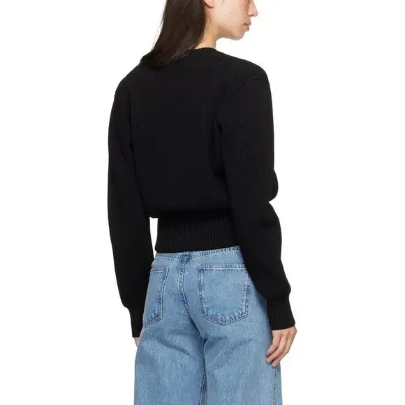 Coperni Blouson Sweater Black Ribbed Knit V-Neck Heavyweight SZ L *MSRP $590*